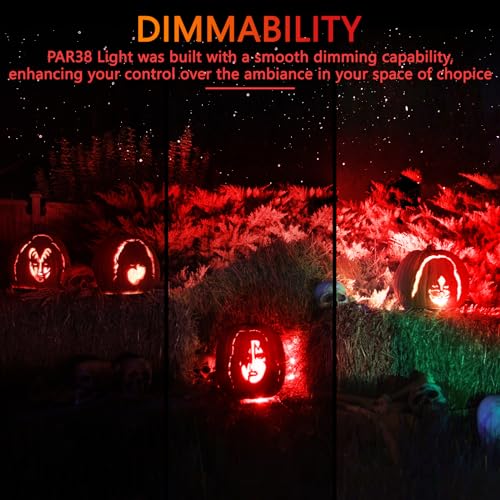 Gonhom 2 Pack PAR38 Red Flood Lights Outdoor,Dimmable Flood Red Light Bulb,20W(Equivalent to 200W),E26 Base Red LED Light,Christmas Light Bulbs,Outdoor Porch,Holiday Lighting,Red Flood Light Bulb