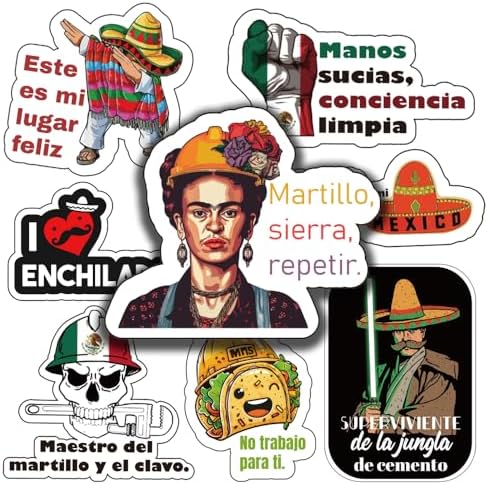 Mexican Hardhat Sticker Set - Funny Stickers Pack for Tools, Helmets, Water Bottles - Great for Men, Adults, Ironworkers, Linemen, Oilfield Workers, Electricians