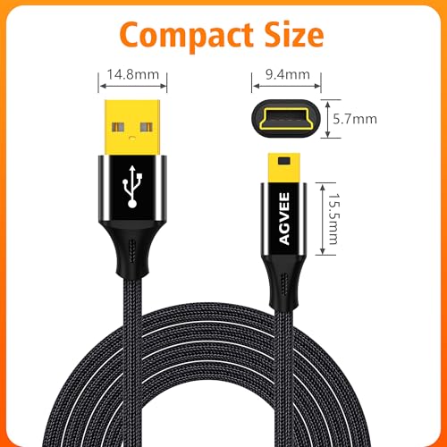 AGVEE 2 Pack 6.6ft USB Cable for Blue Yeti Microphones & Blue Snowball iCE Mic, Replacement Power Cord for Blue Yeti USB Microphone Blackout Edition & HyperX Quadcast, Black