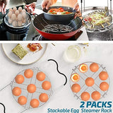 Stackable Egg Steamer Rack Trivet 9 holes with Heat Resistant Handles for Instant Pot Accessories Stainless Steel Egg Assit fits 6qt 8qt Pressure Cooker(9 Holes Handle Set)