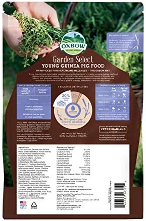 Oxbow Animal Health Garden Select Young Guinea Pig Food, Garden-Inspired Recipe for Young Guinea Pigs, No Soy or Wheat, Non-GMO, Made in The USA, 4 Pound Bag