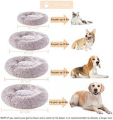 WNPETHOME Calming Dog Bed & Cat Bed,Small Dog Bed Donut Design Faux Fur Anti-Anxiety Dog Bed,Fluffy Pet Cushion Dog Bed for Small Dogs and Cats (20 x 20 inch, Light Coffee)