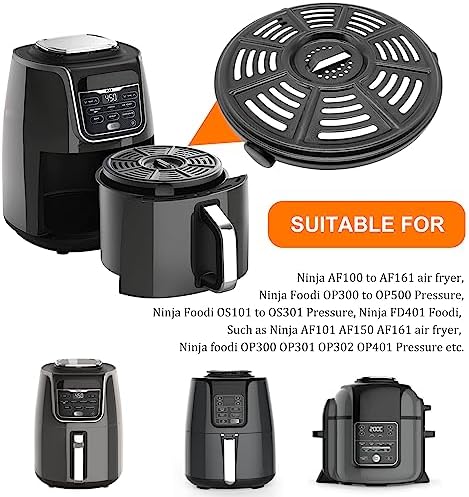 Air fryer Accessories for Ninja AF101 AF161 AF150 Air Fryer, 8.2'' Round Food Grade Air Fryer Grill Pan Grill Plate Crisper Plate Replacement Parts Tray Rack Compatible Ninja Foodie Pressure Cooker
