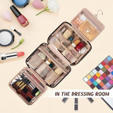 8L Travel Toiletry Bag for women - 2.1 GAL Water-resistant Makeup Cosmetic Bag Organizer With Hanging Hook for Travel Accessories Shampoo Full-size Container, Black