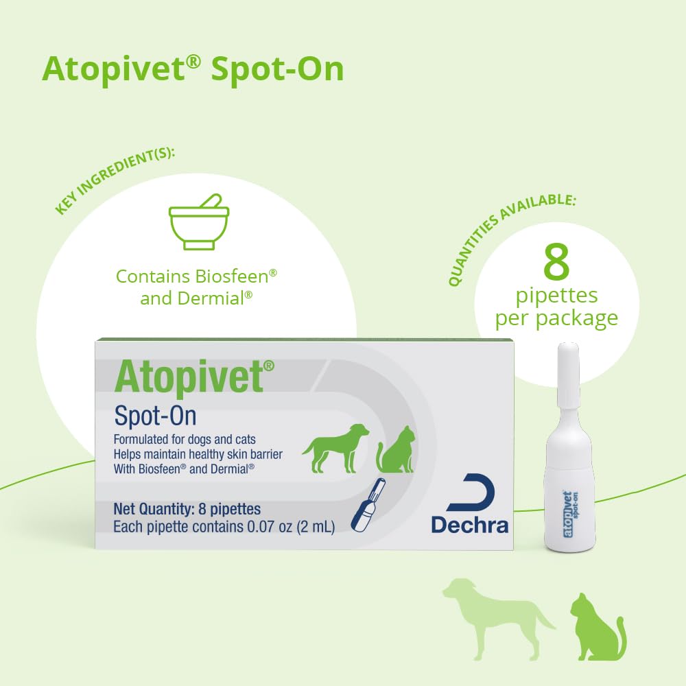 Atopivet Skin Care Spot-On for Dogs and Cats, 8 x 2 mL Pipettes