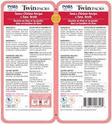 INABA Twin Packs for Cats, Shredded Chicken & Broth Gelée Side Dish/Topper Pouch, 1.4 Ounces per Serving, 16 Servings, Tuna & Chicken Recipe in Tuna Broth