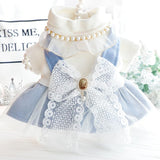 AZA Dog Princess Dresses for Small Dogs Lolita Clothes Bow Costume Pet Girl Cute Coat Outfits Fall Blue Costumes (L,Blue)