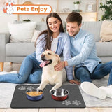 Pet Feeding Mat-Absorbent Pet Placemat for Food and Water Bowl, Dog Food Mat with Waterproof Rubber Backing, No Stains Quick Dry Water Dispenser Mat for Dog and Cat, Blue-17"x27"