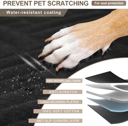 Back Seat Extender for Dogs, Dog Car Seat Cover with Hard Bottom,Dog Hammock for Car Backseat Protector Waterproof Dog Car Seat Bed with Mesh Window for Cars,Trucks,SUVs