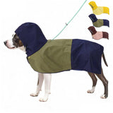 AOKOWN Waterproof Dog Raincoat with Hood, Extended Coverage Rain Jacket for Large Dogs, Wind-Resistant Secure Fit with Leg Straps, Reflective, Leash Hole, Easy Hook & Loop Fastener On/Off, Blue, XL