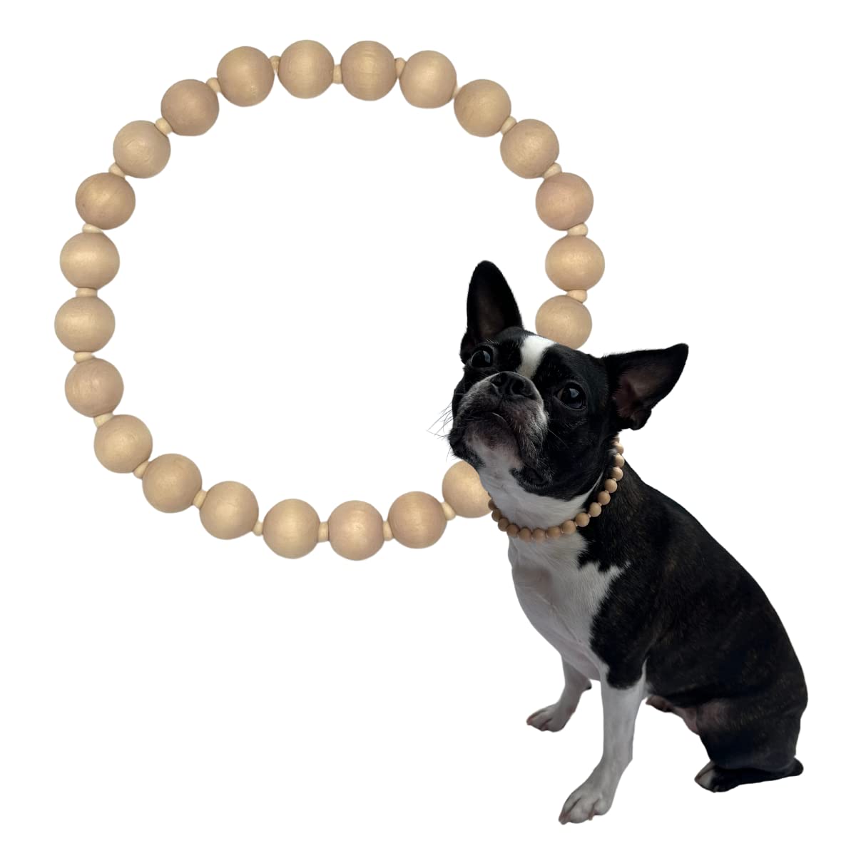 Wood Bead Pet Necklace Accessories for Dogs or Cats (Medium)