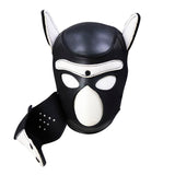 QUYUWOWO Neoprene Dog Full Face Puppy Mask Removable Pup Hood Halloween Mask (White, Mask)