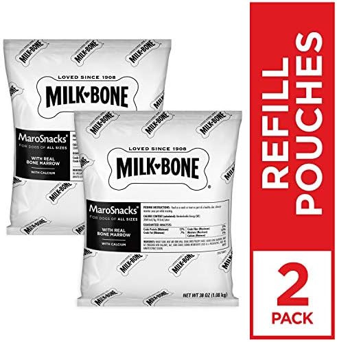 Milk-Bone MaroSnacks Dog Treats, 38 Ounce Refill Packs (Pack of 2) with Real Bone Marrow and Calcium