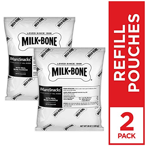 Milk-Bone MaroSnacks Dog Treats, 38 Ounce Refill Packs (Pack of 2) with Real Bone Marrow and Calcium