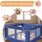 Dog Playpen 42 × 42 Inch, Puppy PlayPen with Gate for Puppies, Small and Medium Dogs, Pet PlayPen for Outdoors & Indoors, Tear Resistant Fabric. Blue