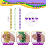 Mardi Gras Beads Bulk, 144 Pcs Mardi Gras Beads Necklaces 33'' 7 mm Metallic Gold Green Purple Bead Necklaces Mardi Gras Accessories Throw Beads in Bulk for Mardi Gras, Christmas, Party Favors