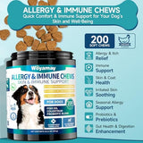 200 Dog Allergy Chews Anti-Itch for Dogs, Dog Allergy Relief Chews for Dogs Itching Skin Relief, Skin & Coat Supplement, Omega 3 Fish Oil, Turmeric & Colostrum Immune Support, Hot Spots, Paw Licking