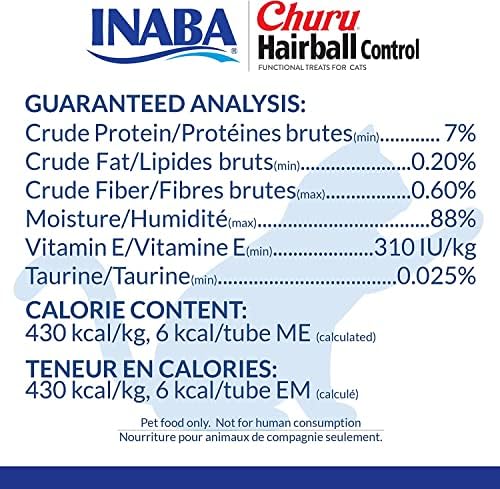 INABA Churu for Cats, Functional, Creamy Lickable Purée Cat Treat for Hairball Control, 0.5 Ounces Each, 24 Tubes (4 per Pack), 2 Flavor Tuna and Chicken Variety Pack