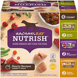 Rachael Ray Nutrish Premium Natural Wet Dog Food with Added Vitamins & Minerals, Hearty Recipes Variety Pack, 8 Ounce Tub (Pack of 12)
