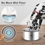 1Gallon Dog Water Bowl, 3.8L No Spill Water Bowl for Dogs, Stainless Steel Spill Proof Dog Bowl, No Splash Slow Drinking Bowl with No Slip Base for Slobber Stopper, Messy Drinkers[Anti Digging]