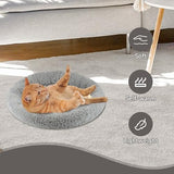 Enjoying Small Cat Bed Mat, 13.78" Round, Self Warming Cat Bed with Pillow Around, Dog Kitty Curling Sleep Cushion, Soft Cat Pad for Carrier/Crate, Rabbit Warm Bed, Antiskid Bottom, Small