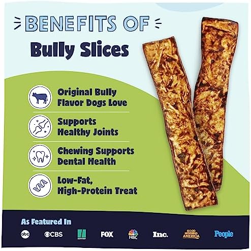 Pawstruck Bully Slices Premium Rawhide Chew Sticks, Beef Flavor - Low Fat, High Protein Treat for Small, Medium, and Large Dogs - No Artificial Ingredients - 1 lb Bag - Packaging May Vary