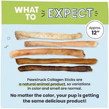Pawstruck Natural Large 12" Beef Collagen Sticks for Dogs – Long-Lasting Rawhide Alternative, High Protein Treats with Chondroitin & Glucosamine – 5 Pack
