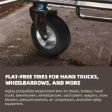 AR-PRO (2-Pack) 10''x2.5'' Flat Free Solid Rubber Replacement Tires - Flat-Free Tires for Hand Trucks and Wheelbarrows with 10” Tires with 5/8" Axles