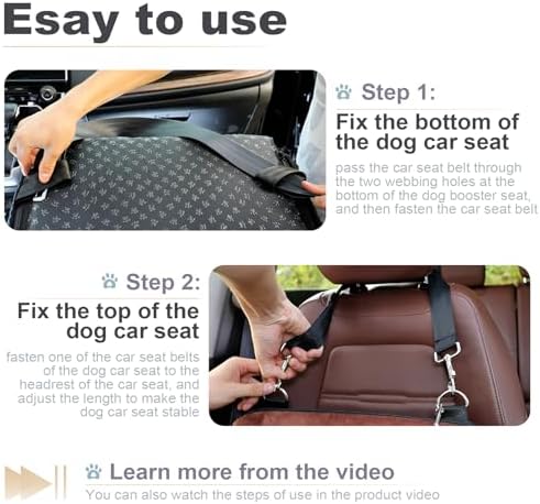 Youvee Dog Booster Car Seat,Interior Height 6 Inches Elevated Pet Car Seat for Small Dog up to 30 lbs,Dog booster for car Front/Back Seat,Safety,Comfortable,Fully Detachable and Washable(View Ⅰ-Black)