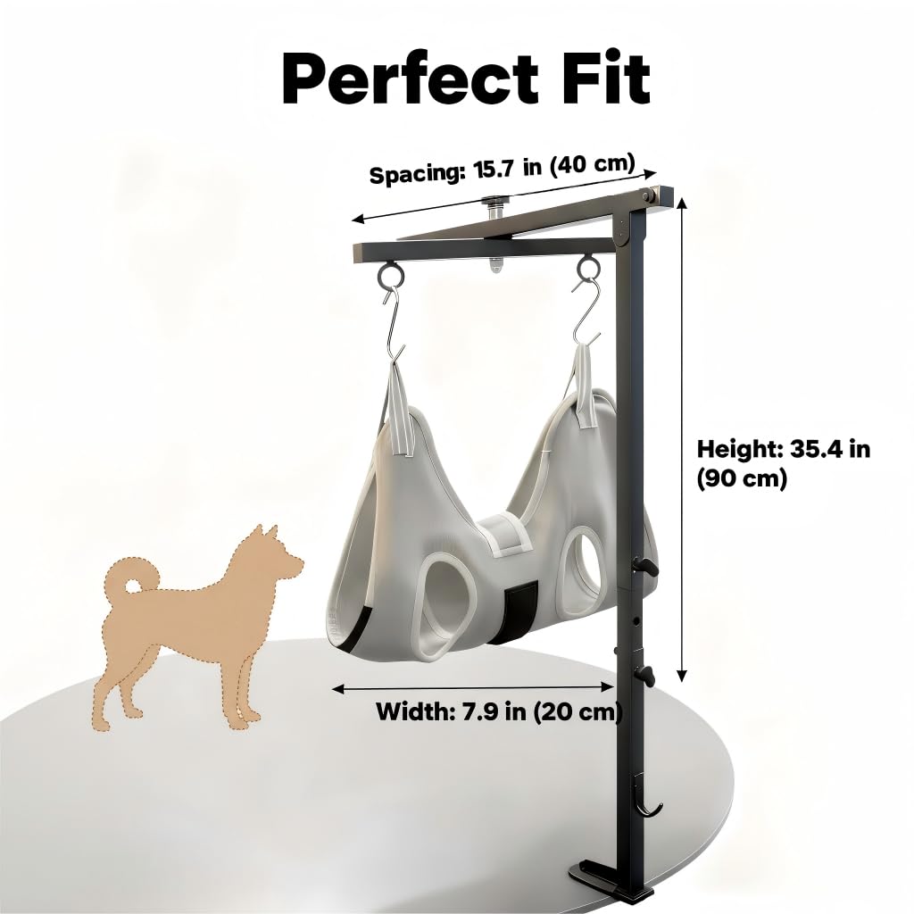 Mluyeri 360 Rotatable Dog Grooming Arm with Clamp,Foldable Adjustable Height Dog Grooming Table Arm with Hammock and Restraint Dog Leashes,Pet Grooming for Small Medium Dogs at Home or Salon