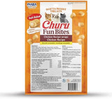 INABA Churu Fun Bites for Cats, Soft & Chewy Baked Chicken Wrapped Filled Cat Treats with Taurine, 0.42 Ounces Each Tetra, 18 Tetras (3 per Bag), Chicken Recipe
