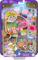 Polly Pocket Flower Garden Bunny Compact Playset with 2 Micro Dolls & 12 Accessories, Including 2 with Color Change