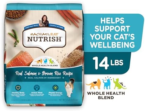 Rachael Ray Nutrish Premium Natural Dry Cat Food, Real Salmon & Brown Rice Recipe, 14 Pounds (Packaging May Vary)
