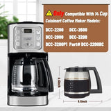 14-Cup Coffee Pot Replacement for Cuisinart Coffee Maker DCC-2200, DCC-2600, DCC-2800, DCC-3200, and DCC-3200P1, Glass Carafe Replacement for Cuisinart, BPA Free, Dishwasher Safe