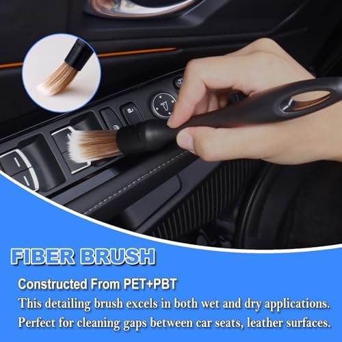 7PCS Car Detailing Brush Set, Ultra Soft Boars Hair Car Interior Detailing Brushes, Car Interior Detailing Kit, Car Cleaning Gel Supplies Kit, Car Dust Brush, Car Accessories for Truck, Ruv, Interior