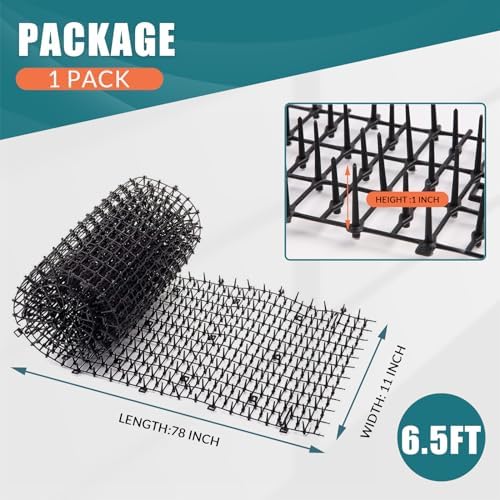6.5ft Scat Mat for Cats with Spikes, Prickle Strips Network Digging Stopper Outdoor Spike Deterrent Mat, 78 inch x 11 inch