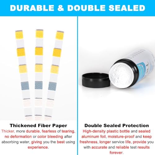8 in 1 Aquarium Test Kit Fish Tank Test Strips Accurate Water Quality Testing Strips for Ammonia PH Total Alkalinity Carbonate Hardness Free Chlorine Nitrate Nitrite Temperature (150 Strips)