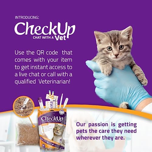 CheckUp at Home Wellness Test Kit for Cats | 2lb Hydrophobic Litter for Urine Collection, 2 Test Strips for the detection of the 4 most common health Indicators - pH, Protein , Glucose, Blood in urine