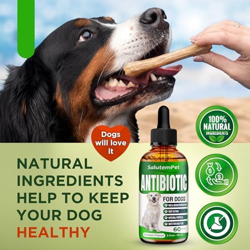 Dog Antibiotics | Natural Antibiotics for Dogs to Help with Infections, Cough, Allergies | Dog UTI Treatment for All Breeds | Puppy & Dog Itch Relief | No GMOs | 2 Oz