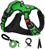 NESTROAD No Pull Dog Harness,Adjustable Oxford Dog Vest Harness with Leash,Reflective No-Choke Pet Harness with Easy Control Soft Handle for Large Dogs(X-Large,FluorescentGreen)