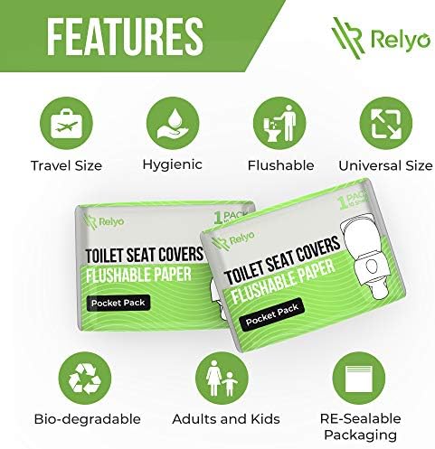 Toilet Seat Covers Paper Flushable (50 Pack) - XL for Adults and Kids Potty Training, 100% Biodegradable Travel Accessories Public Restrooms, Airplane, Camping
