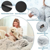 Human Dog Bed for Adults, 40 x 10 x 71 Long Human Size Dog Bed, Removable Cover, Orthopedic Design, Light Grey