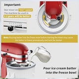 Ice Cream Attachment for Kitchenaid,Fits KitchenAid 4.5-5QT/5.5-6 Quart Stand Mixers,Mixer Accessories,Makes 2 Quarts of Frozen Yogurt,Ice Cream and Sorbet by KOYOEY
