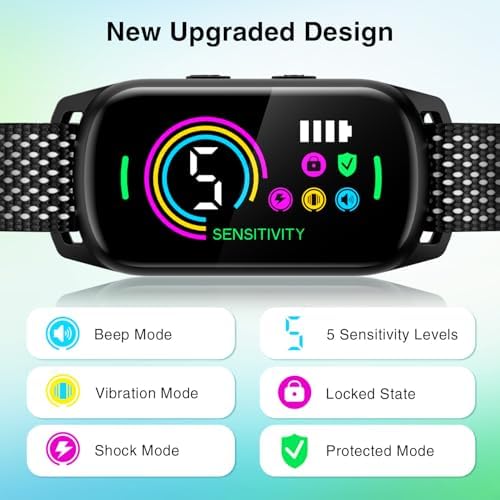 2 Pack Bark Collar, Rechargeable Dog Bark Collar for Large Medium Small Dogs, Smart Training Collar with 5 Adjustable Sensitivity Beep Vibration Harmless Shock, Anti Barking Device for Dogs