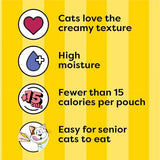 Temptations Creamy Puree with Beef Liver and Cheese, Variety Pack of Lickable, Squeezable Cat Treats, 0.42 oz Pouches, 24 Count