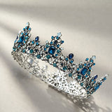 SWEETV Queen Crown for Women - Baroque Wedding Tiaras and Crowns, Jeweled Costume Tiara Princess Crown, Prom Birthday Party Halloween Hair Accessories,Blue