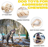 Fida Dog Rope Toys for Aggressive Chewers,Large Dog Toy Designed for Tug of War, Tough Dog Rope Toy Indestructible Made of Undyed Natural Cotton, 29" Large Dog Toys with 3 Big Knots and a Handle