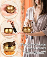 Tibetan Singing Bowls Set-Hand-hammered in Nepal Sound Bowl for Meditation, Yoga, Chakra, Meditation Accessories, Unique Gifts for Women, Men (Black, 3.15 inch)