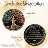MilestoneMint Affirmation Sobriety Coin Gift Set | Tree of Life AA Chip Medallion with Coin Capsule, Display Stand & Card | Sobriety Gifts for Anniversary Month & Year for Men & Women in Recovery