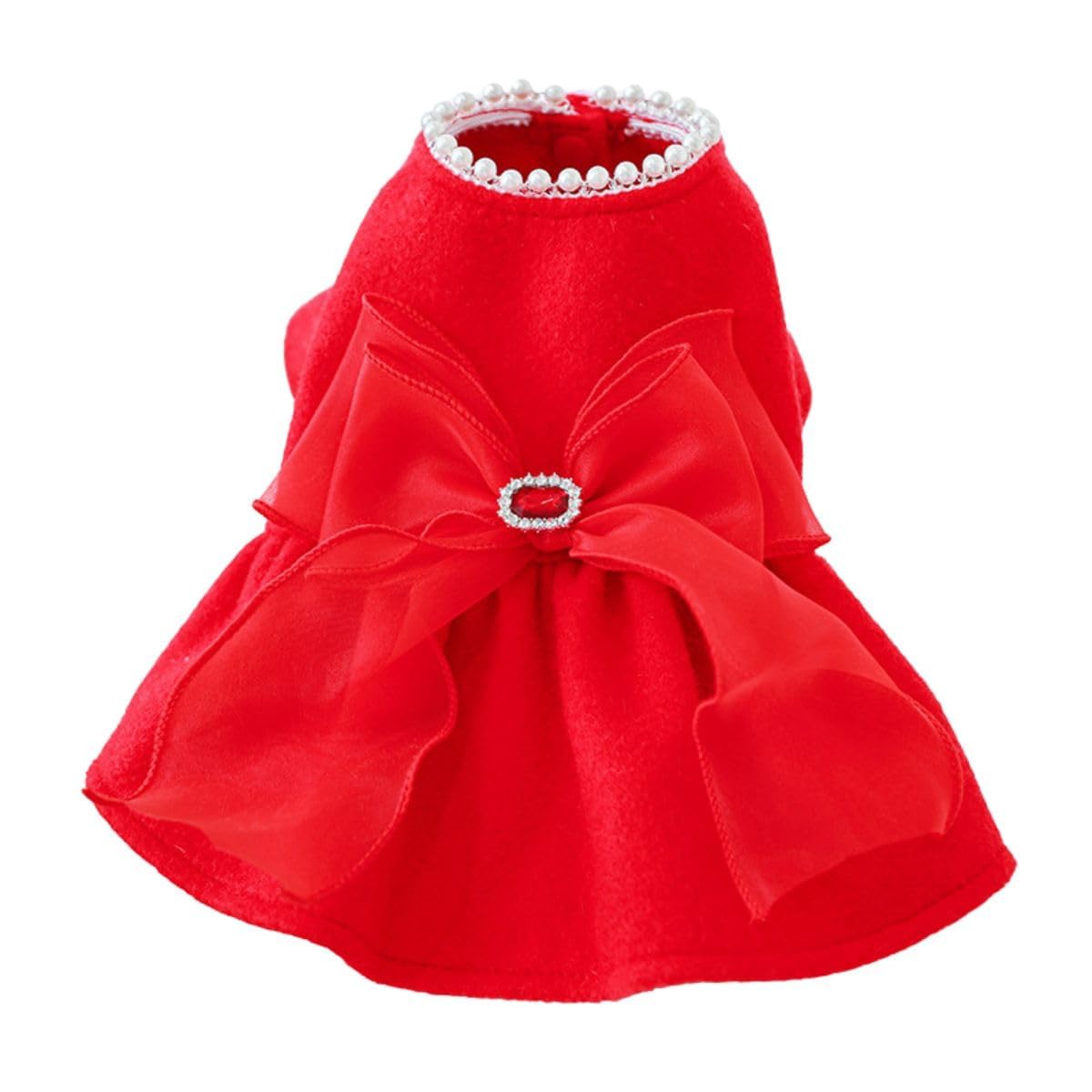 Red Corduroy Dog Dress Sweater for Small Dogs Girl Set Dog Winter Dress Puppy Clothes Christmas
